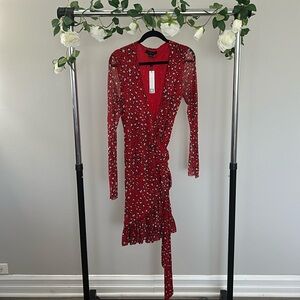 NWT Red Animal Print Wrap Dress